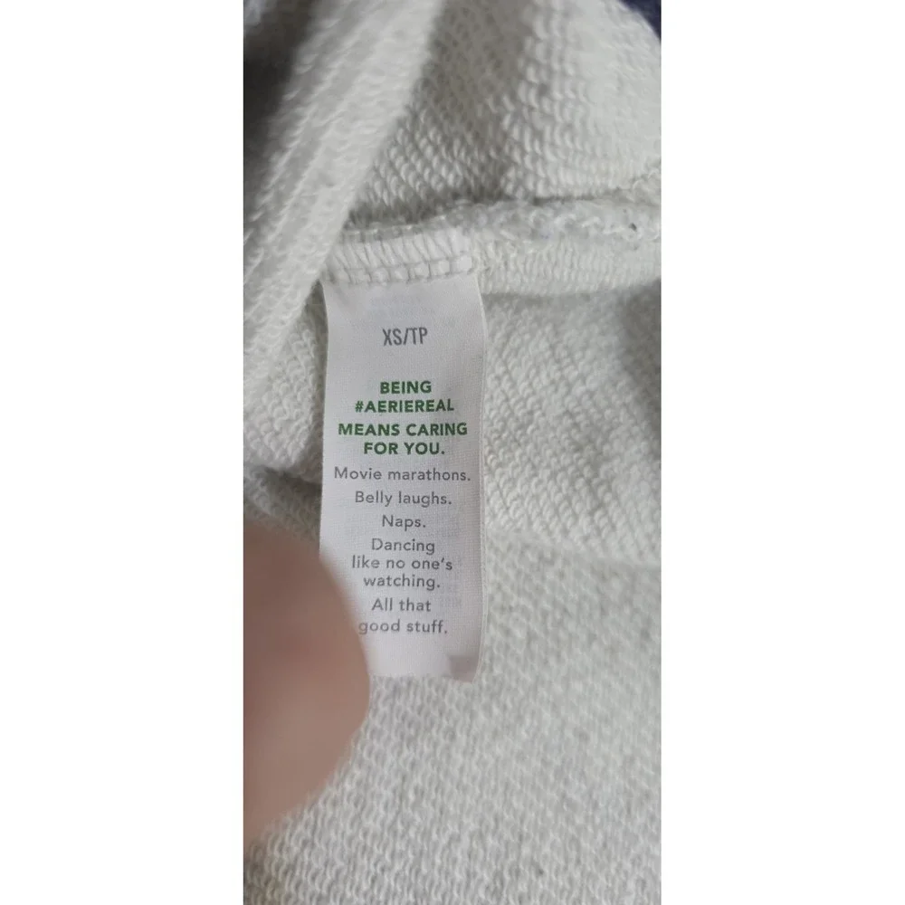 Aerie Prep Rally Rugby Sweatshirt Blue White Striped Oversized XS Pullover EUC - Picture 7 of 8
